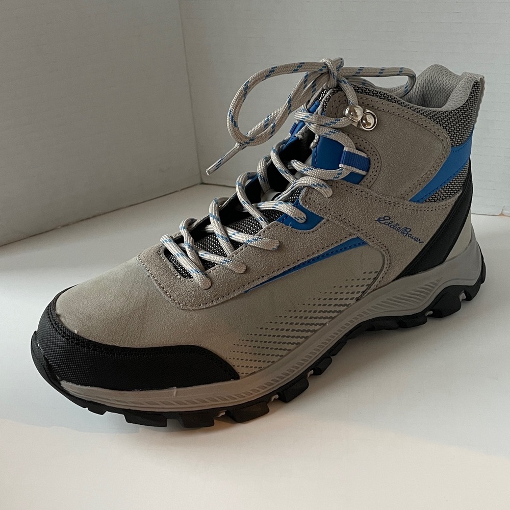 Eddie Bauer Womens Mt. Bailey Hiking Boots Gray Blue Lace-Up Leather